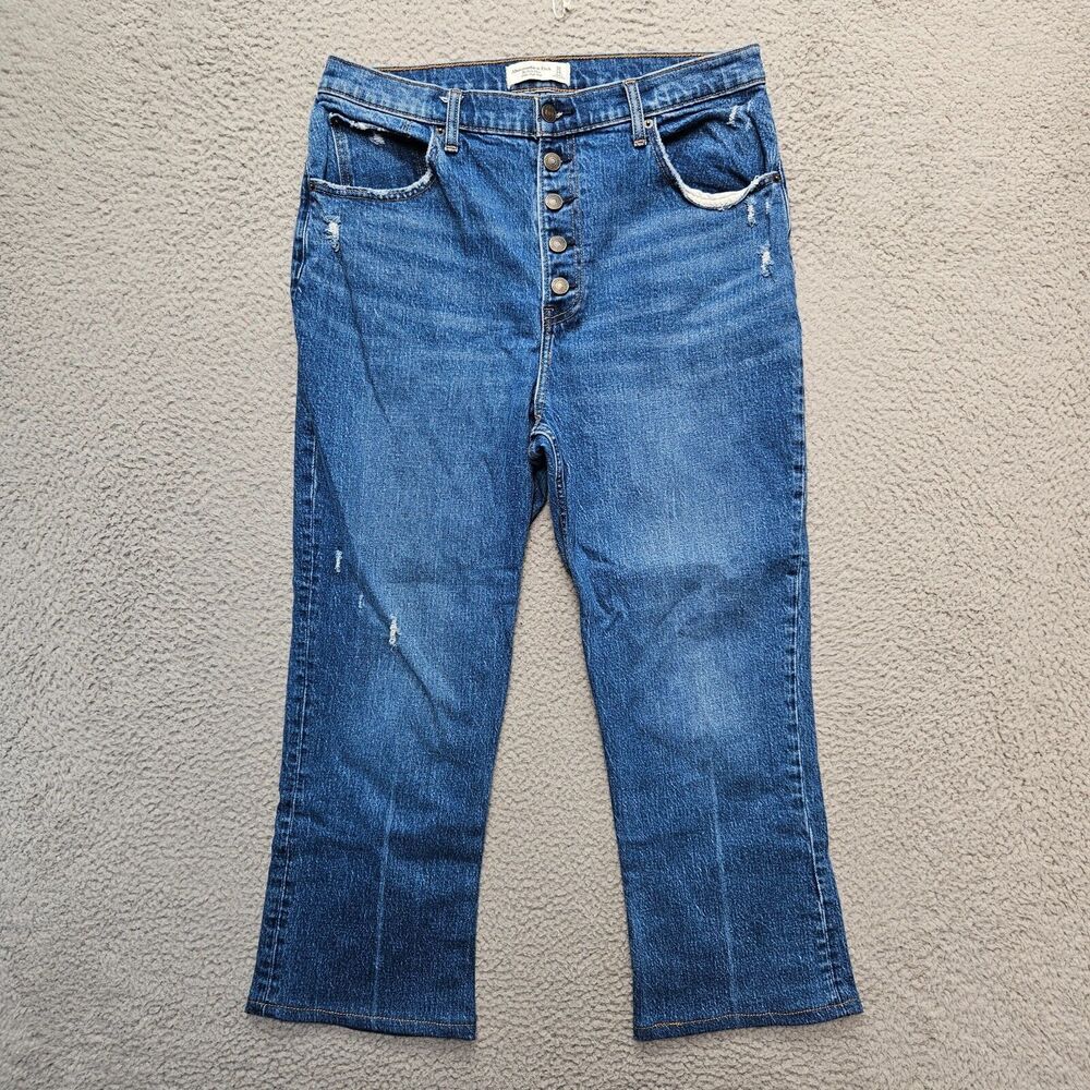 Abercrombie‎ & Fitch Jeans Women Size 32/14 Blue The Kick Flare Ultra High Rise